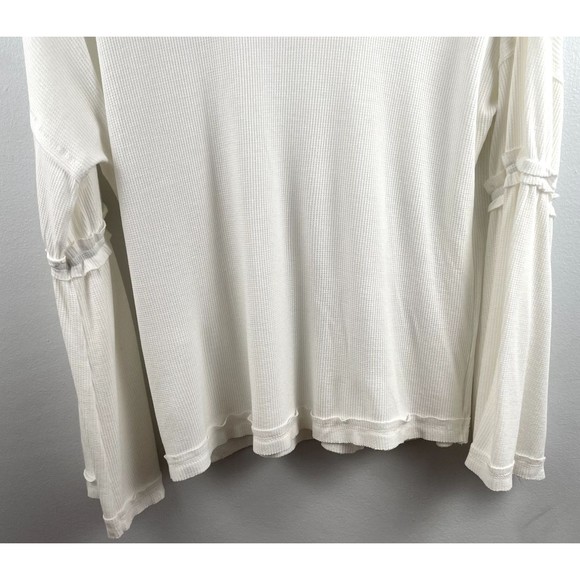baea Womens Thermal Sweater White XL Polyester Blend Stretch Ruffle Bell Sleeves - Picture 4 of 9